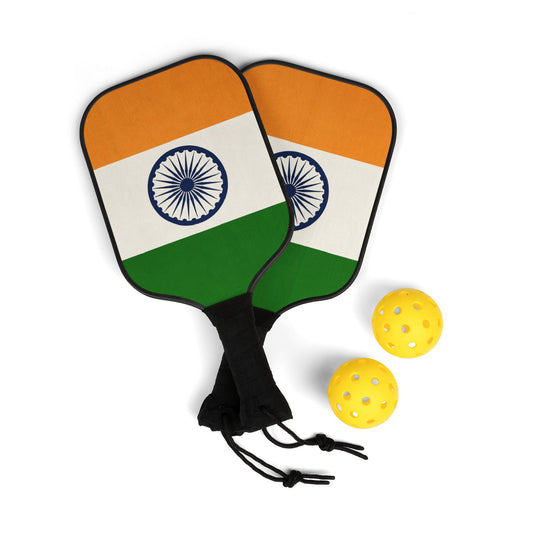 Indian Flag Pickleball Kit - Paddle Set with Two Balls