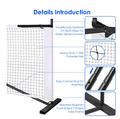 Pickleball Set with Net, 4 Wooden Paddles, 4 Balls, and a Carrying Bag