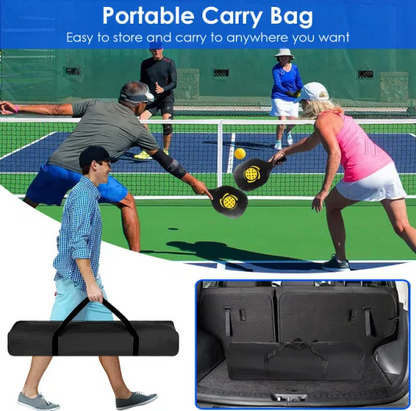 Pickleball Set with Net, 4 Wooden Paddles, 4 Balls, and a Carrying Bag