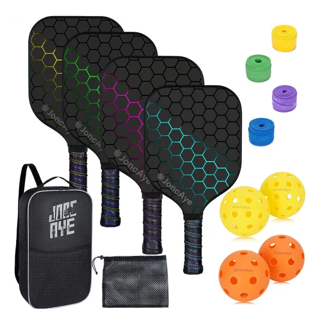 Pickleball Set of 4 Composite Paddles and 4 Balls