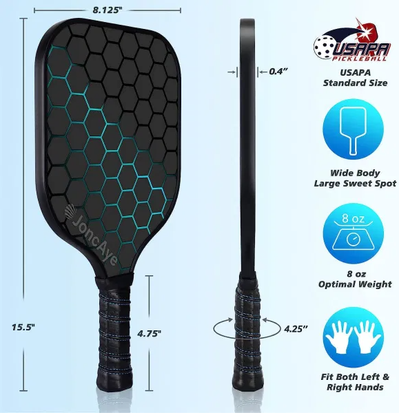 Pickleball Set of 4 Composite Paddles and 4 Balls