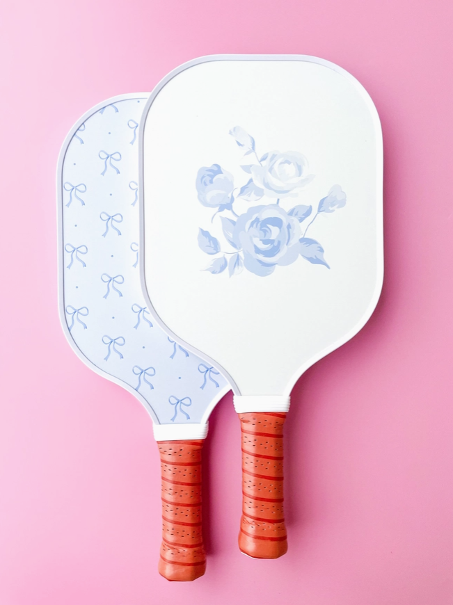 Coquette Blue Bow Floral Fiberglass Pickleball Paddle (1 Paddle)