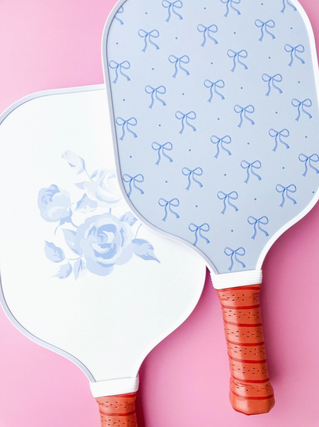 Coquette Blue Bow Floral Fiberglass Pickleball Paddle (1 Paddle)