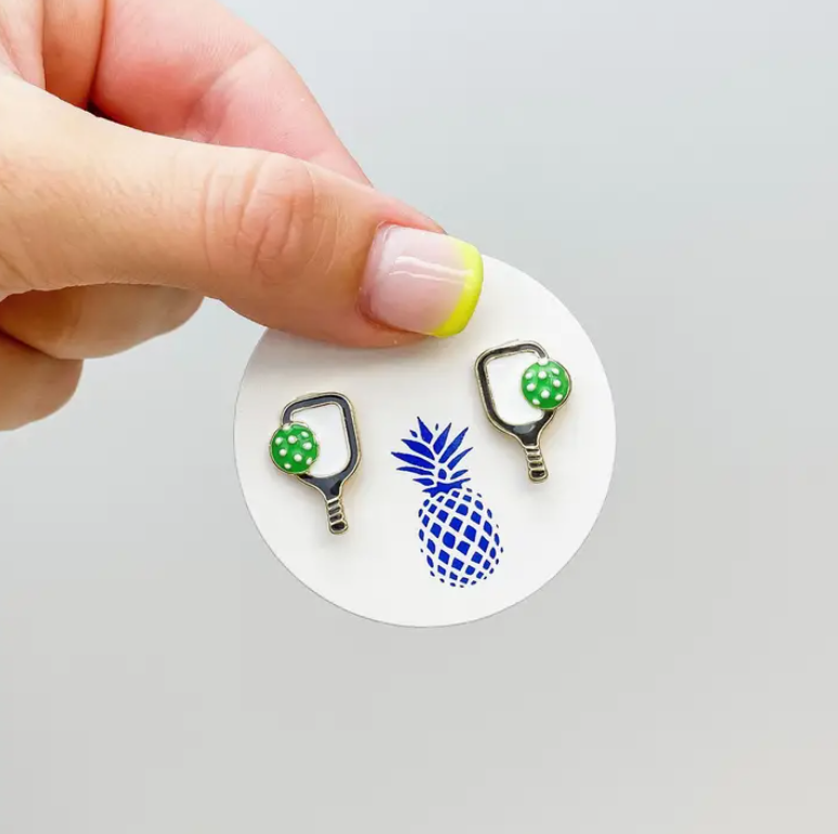 Pickleball Enamel Stud Earrings