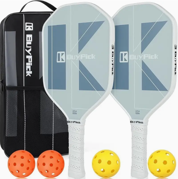 Carbon Fiber Pickleball Paddle Set of 2 - USAPA Approved 2024, Honeycomb Core, Durable Edge Guard, Includes 2 Paddles, 4 Balls, 1 Carry Bag