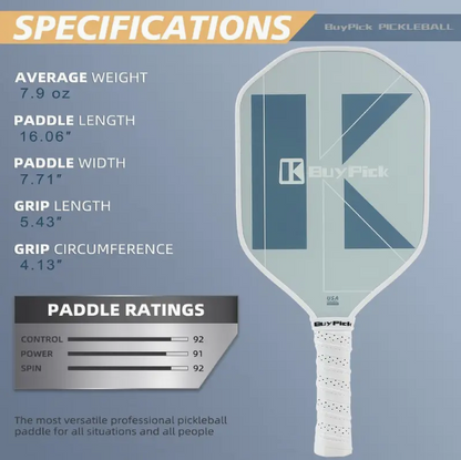 Carbon Fiber Pickleball Paddle Set of 2 - USAPA Approved 2024, Honeycomb Core, Durable Edge Guard, Includes 2 Paddles, 4 Balls, 1 Carry Bag