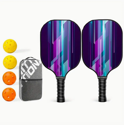 Fiberglass Pickleball Paddles Set of 2 with 4 Pickleball Balls, 1 Pickleball Net Bag, Paddles Ball Set for Beginners & Pros