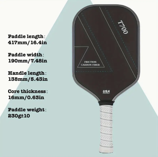 Elite T700 Pro Pickleball Paddle - Enhanced Grip for Superior Control, Durable Carbon Fiber Construction