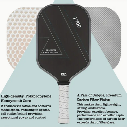 Elite T700 Pro Pickleball Paddle - Enhanced Grip for Superior Control, Durable Carbon Fiber Construction