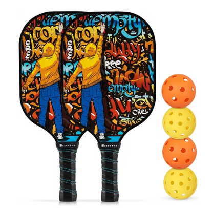 Pickleball Glass Fiber Composite Paddle Set of 2 or 4 and 4 Balls